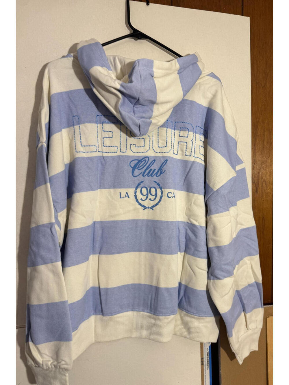 Mighty Fine Womens Leisure Zip-up Blue Striped Graphic Hoodie Sweatshirt 3X NWT - Picture 6 of 6
